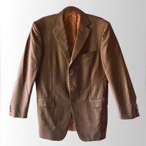 Ermenegildo Zegna 50R [40R US] Traveller Micronsphere Brown Stripe‎ Wool Blazer